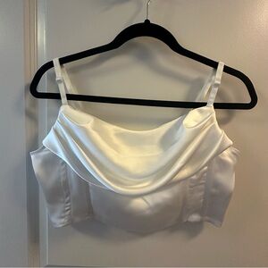 Cropped Corseted Top w/ Cowl Neck